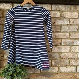 Vineyard Vines | Girls Navy and White Striped Long Sleeve Dress | M (10-12)